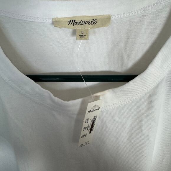 Madewell The Perfect Crewneck Tee SZ L White Jersey Cotton Short Sleeve Pullover - Picture 5 of 9